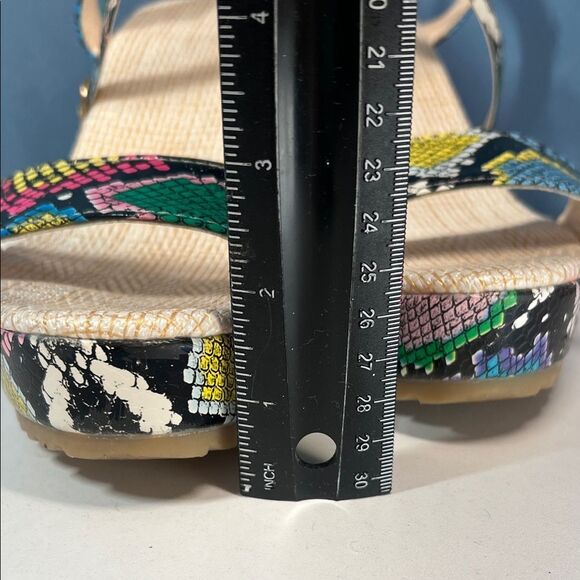 New w/o Box! Vibrant Multicolor Faux Snakeskin Platform Wedge Sandals Womens 42 - Picture 7 of 8
